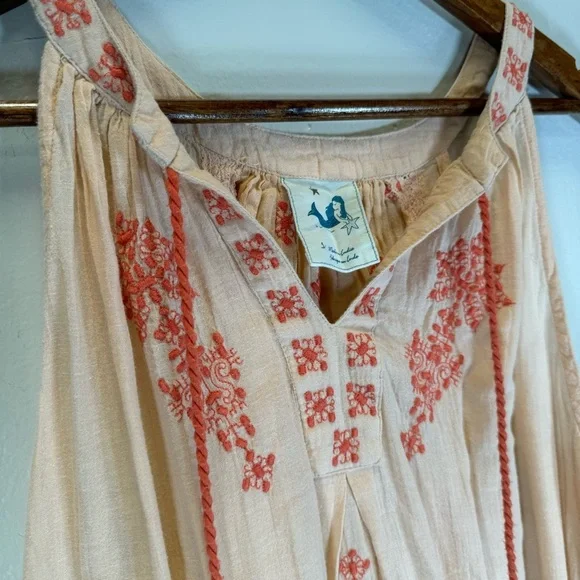 Anthropologie Desert Rose Boho Beach Midi Dress Small 100% cotton embroidered - Picture 5 of 14